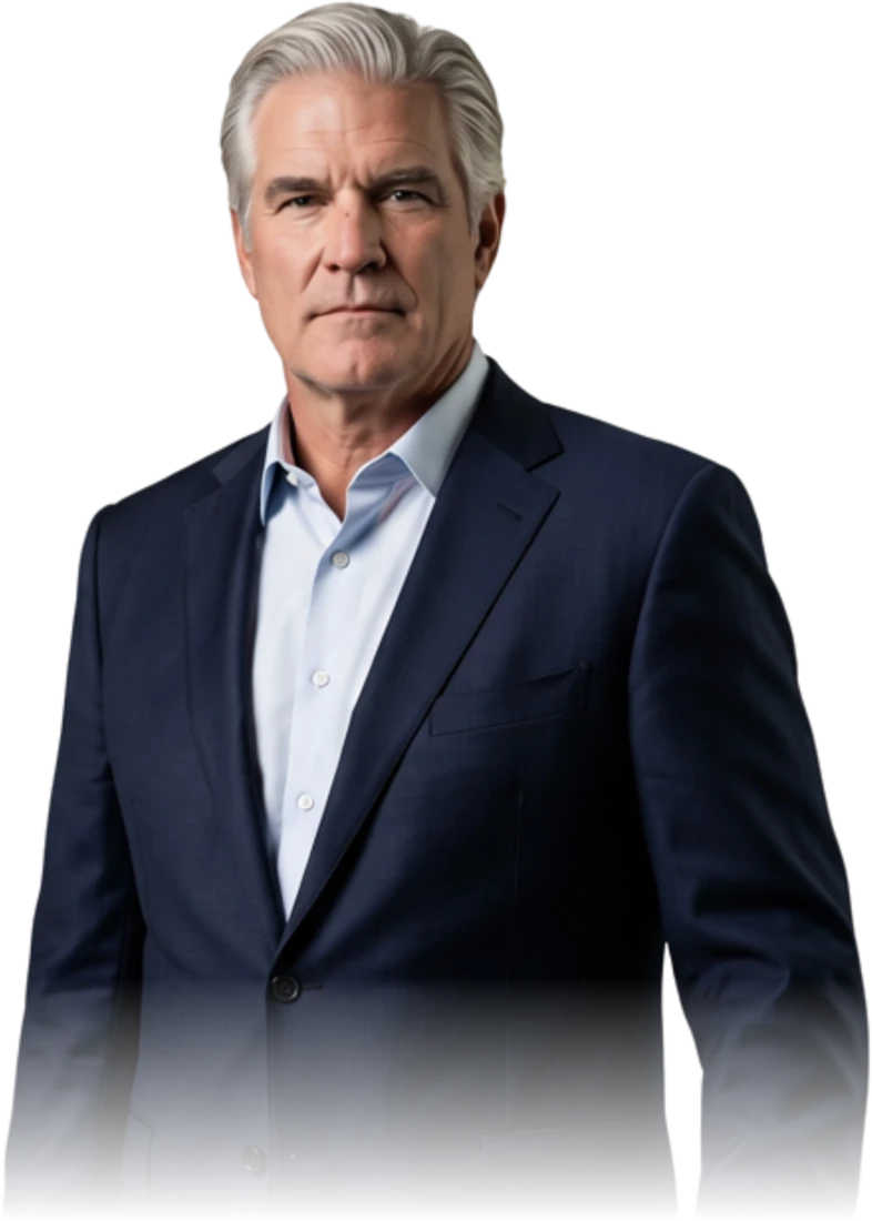 Robert L. Bauder, founding partner, in a navy suit