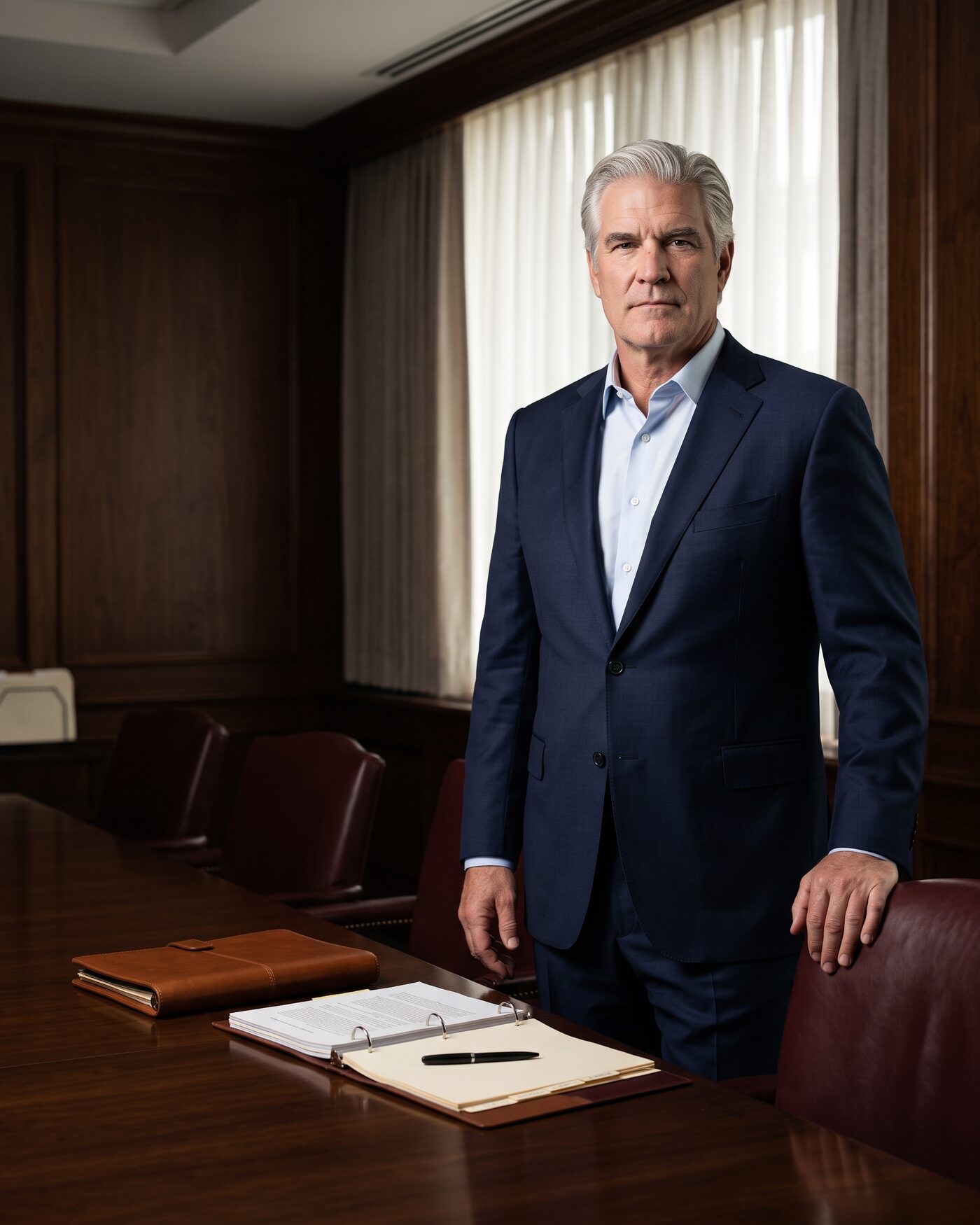 Robert L. Bauder at the head of the firm's conference table